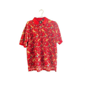 Tabasco Men's Golf Clubs Crest Logo Print Sports Wear AOP Polo Shirt Size L